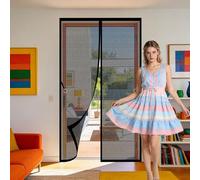 Polyester Magnetic Door 119 x 295 cm No Tools Installation Heavy Duty Fly Screen Door Mesh Screen Curtain Easy to Install Without Drilling for Living Room, Bedroom, Patio, Black