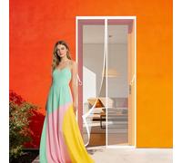 Polyester Magnetic Door 120 x 237 cm Hands Free Closing Heavy Duty Mesh Bug Curtain Keeping Out Flies Bug for Living Room, Bedroom, Patio, White