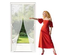 Polyester Magnetic Door 130 x 263 cm Auto Close Insect Curtain Door Fly Screen Keeps Flies Mosquitoes Out Suitable for Balcony, Terrace, Cellar, Bedroom and Sliding Room, White