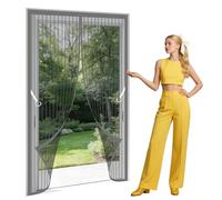 Polyester Magnetic Door 135 x 186 cm Powerful Magnets that Snap Shut Automatically Fly Insect Screen Hands Free Auto Closing for Home, Bedroom, Living Room, Kitchen, Patio, Grey