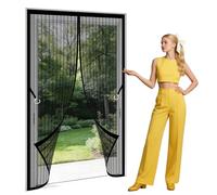 Polyester Magnetic Door 140 x 203 cm Powerful Magnets that Snap Shut Automatically Fly Insect Screen Hands Free Auto Closing for Home, Bedroom, Living Room, Kitchen, Patio, Black