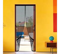 Polyester Magnetic Door 63 x 248 cm Hands Free Closing Heavy Duty Fly Door Keeps Flies Mosquitoes Out for Home, Bedroom, Living Room, Kitchen, Patio, Black