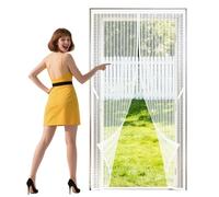 Polyester Magnetic Door 64 x 298 cm Automatically Closes Door Fly Screen Curtain Magnetic Keeping Out Flies Bug for Living Room, Bedroom, Patio, White