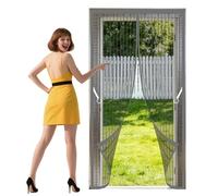 Polyester Magnetic Door 73 x 296 cm Automatically Closes Door Fly Screen Curtain Magnetic Keeping Out Flies Bug for Living Room, Bedroom, Patio, Grey