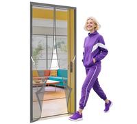 Polyester Magnetic Door 80 x 216 cm Full Frame Magic Tape Door Fly Screen Curtain Magnetic Keeps Bugs Out Suitable for Balcony, Terrace, Cellar, Bedroom and Sliding Room, Grey