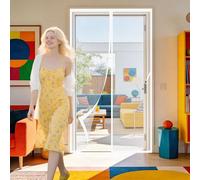 Polyester Magnetic Door 80 x 220 cm No Drill Installation Mosquito Double Door Keep Bugs Out Lets Fresh Air in for Home, Bedroom, Living Room, Kitchen, Patio, White