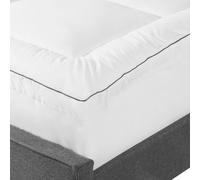 Mattress Topper EU Double Bed 140 x 200 cm Satin Trimming Japara Cotton White Mulhacen