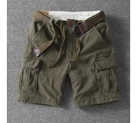 Polyester Men's Cargo Shorts with Straight Fit and Medium Rise Waistband for Reliable Performance in Daily or Sport Use (36 Green Not Belt)