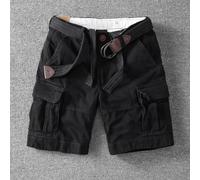 Polyester Men's Cargo Shorts with Straight Fit and Medium Rise Waistband for Reliable Performance in Daily or Sport Use (30 Black Not Belt)