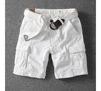Polyester Men's Cargo Shorts with Straight Fit and Medium Rise Waistband for Reliable Performance in Daily or Sport Use (36 White Not Belt)