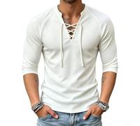 Polyester Men's V-Neck for top Loose Fit Long Sleeve Shirt Polyester | Made of soft polyester, loose for fit , breathable material, easy care wash, durable construction for men