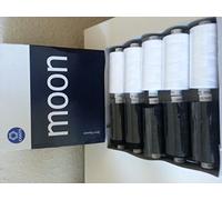 Polyester Moon Thread Sewing Thread - Black and White - 10 X 1000 Yard Pack - 120s by Coates