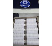 Polyester Moon Thread Sewing Thread White 10 X 1000 Yard Pack 120s by CoatsBox of 10 reels -Moon All Purpose Threads for Sewing Overlocker Quilting Stitching Threads
