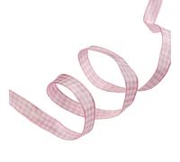 Polyester Plaid Decorative Ribbon Checkered Gingham Ribbon for DIY Crafts Gift Wrapping, 1cm x 50 Yards, Light Pink