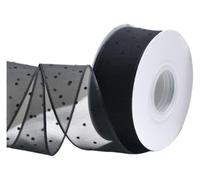 Polyester Polka Dot Ribbon | Multicolor 4 cm x 20 yards For Gift Wrap, DIY Bow, Packing, Party, Cake, Flower(Black)