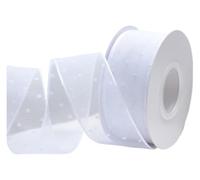 Polyester Polka Dot Ribbon | Multicolor 4 cm x 20 yards For Gift Wrap, DIY Bow, Packing, Party, Cake, Flower(White)