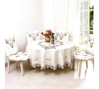 Polyester Polypropylene Round Tablecloth with Rural Embroidery, for Hotel, Home, and Event Decoration Including Weddings and Family Gatherings (175 * 175cm)