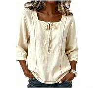 Polyester Printed Blouse Mid Sleeve Lace Up Design | Soft polyester fabric, moderate elasticity, lace-up detail, comfortable regular length, easy care