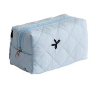 Polyester Quilted Lipstick Holder with Sophisticated Bowknot Pattern Large Capacity Makeup Bag for Everyday Use