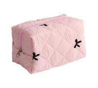 Polyester Quilted Lipstick Holder with Sophisticated Bowknot Pattern Large Capacity Makeup Bag for Everyday Use