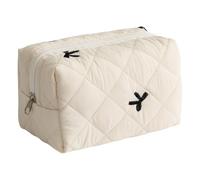 Polyester Quilted Lipstick Holder with Sophisticated Bowknot Pattern Large Capacity Makeup Bag for Everyday Use