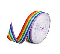 Polyester Rainbow Ribbon by 10 Meters, Multicolor Grosgrain Fabric for Arts Crafts DIY, Gift Wrapping, Wedding, Birthday Party Decoration