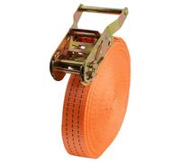 Polyester Ratchet Strap for Cargo Tie-Downs - Heavy-Duty Lashing Belt with Metal Buckle, 1/2/3/4/5/6/8/10/12m Length Options, Hookless Fixed Tightener, Orange(12 Meters)