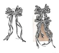 Polyester Ribbon Christmas Bow for Holiday Decorating, Perfect for Trees, Wreaths, and Various Festive Settings to Create a Warm and Inviting Atmosphere (Silver-edged Black)