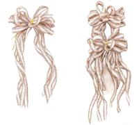 Polyester Ribbon Christmas Bow for Holiday Decorating, Perfect for Trees, Wreaths, and Various Festive Settings to Create a Warm and Inviting Atmosphere (Powder)