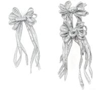 Polyester Ribbon Christmas Bow for Holiday Decorating, Perfect for Trees, Wreaths, and Various Festive Settings to Create a Warm and Inviting Atmosphere (Silver)