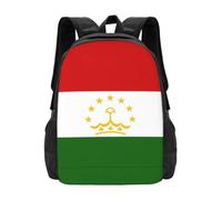 Polyester Rucksack Flag of Tajikistan Print Knapsack Suitable Book Bags for Hiking, Work, Travel, 42X32X14Cm