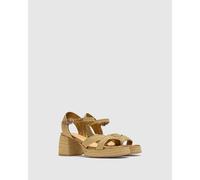 Polyester Sandals with Block Heel Gold-Coloured
