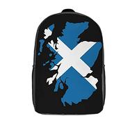 Polyester School Backpack Map Flag Europe Scotland Students Bookbag Adjustable Straps Rucksack for Travel, Hiking, Work, 42X32X14Cm
