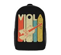 Polyester School Backpack Viola Retro Students Bookbag Printed Knapsack for Camping, Work, Hiking, 42X32X14Cm
