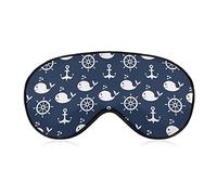 Polyester Sleep Eye Mask Compatible with Anchors Nautical Wheels Cartoon Whale Navy Blue Light Blocking Sleep Mask, Soft and Comfortable Night Eye Masks for Men Women Travel, Nap, Shift Work