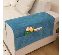 Polyester Sofa Armrest Cover, Firm and Protective Couch Handrail Towel, Soft Washable Slip-On Design for Living Room Decor, Wear and Stain Resistant, 28x31cm, Orange(Deep Blue)