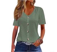 Polyester Solid for Color Tee V-Neck Street Fashion for top Polyester | Jacquard craft texture, v-neck design, loose fit comfort, short sleeve style, summer casual wear