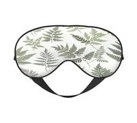 Polyester & Spandex Sleep Mask for Women Men Adjustable Silk-Like Eye Mask with Double-Sided Printing Ferns Leaves Pattern Breathable Blackout Blindfold for Sleeping Travel Night Shifts