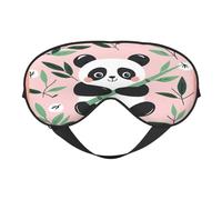 Polyester & Spandex Sleep Mask for Women Men Adjustable Silk-Like Eye Mask with Double-Sided Printing Cartoon Panda Leaves Breathable Blackout Blindfold for Sleeping Travel Night Shifts