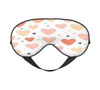 Polyester & Spandex Sleep Mask for Women Men Adjustable Silk-Like Eye Mask with Double-Sided Printing Love Heart Pattern Breathable Blackout Blindfold for Sleeping Travel Night Shifts