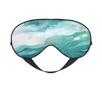 Polyester & Spandex Sleep Mask for Women Men Adjustable Silk-Like Eye Mask with Double-Sided Printing Teal Marble Liquid Breathable Blackout Blindfold for Sleeping Travel Night Shifts