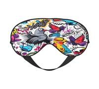 Polyester & Spandex Sleep Mask for Women Men Adjustable Silk-Like Eye Mask with Double-Sided Printing Abstract Art Graffiti Breathable Blackout Blindfold for Sleeping Travel Night Shifts
