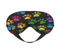 Polyester & Spandex Sleep Mask for Women Men Adjustable Silk-Like Eye Mask with Double-Sided Printing Colorful Paw Print Breathable Blackout Blindfold for Sleeping Travel Night Shifts