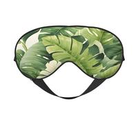 Polyester & Spandex Sleep Mask for Women Men Adjustable Silk-Like Eye Mask with Double-Sided Printing Tropical Leaves Breathable Blackout Blindfold for Sleeping Travel Night Shifts