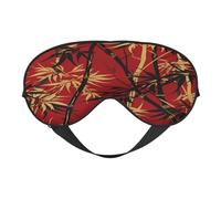 Polyester & Spandex Sleep Mask for Women Men Adjustable Silk-Like Eye Mask with Double-Sided Printing Vintage Japanese Tree Leaves Breathable Blackout Blindfold for Sleeping Travel Night Shifts