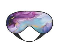 Polyester & Spandex Sleep Mask for Women Men Adjustable Silk-Like Eye Mask with Double-Sided Printing Puple Blue Marble Liquid Breathable Blackout Blindfold for Sleeping Travel Night Shifts