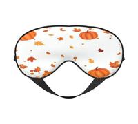 Polyester & Spandex Sleep Mask for Women Men Adjustable Silk-Like Eye Mask with Double-Sided Printing Autumn Leaves Pumpkin Breathable Blackout Blindfold for Sleeping Travel Night Shifts