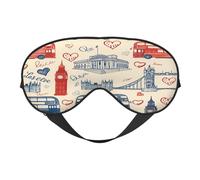 Polyester & Spandex Sleep Mask for Women Men Adjustable Silk-Like Eye Mask with Double-Sided Printing London Buses Breathable Blackout Blindfold for Sleeping Travel Night Shifts
