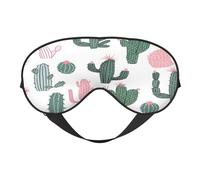 Polyester & Spandex Sleep Mask for Women Men Adjustable Silk-Like Eye Mask with Double-Sided Printing Tropical Cactus Leaves Breathable Blackout Blindfold for Sleeping Travel Night Shifts