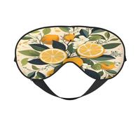 Polyester & Spandex Sleep Mask for Women Men Adjustable Silk-Like Eye Mask with Double-Sided Printing Fruit Lemon Leaves Breathable Blackout Blindfold for Sleeping Travel Night Shifts